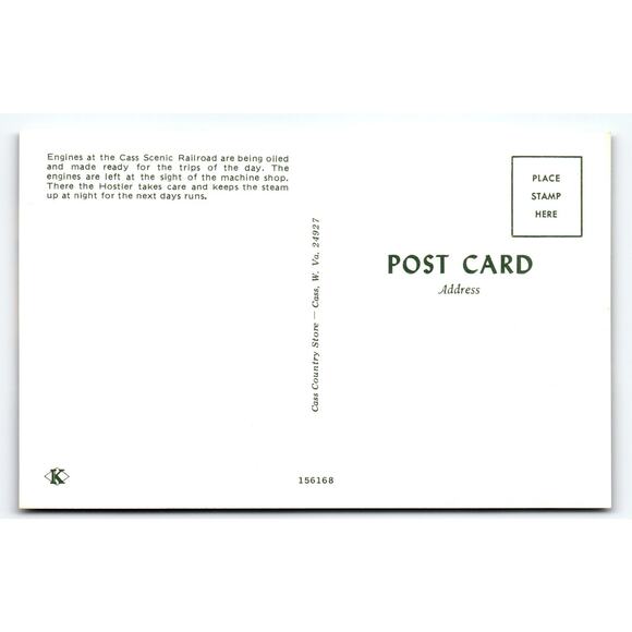 Cass Scenic Railroad Steam Engines at Machine Shop Vintage Postcard - Picture 2 of 2